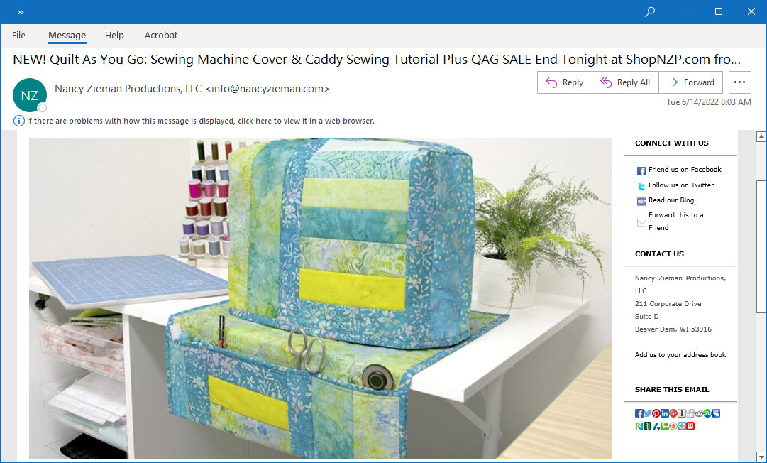 Nancy Zieman The Blog - Sew a Sewing Machine Cover & Caddy for National Sewing  Machine Day